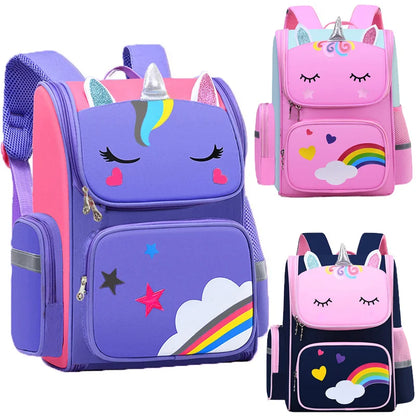 Unicorn Kids Backpack for Girls – Cartoon School Bag with Zip Closure for Travel & Everyday Use