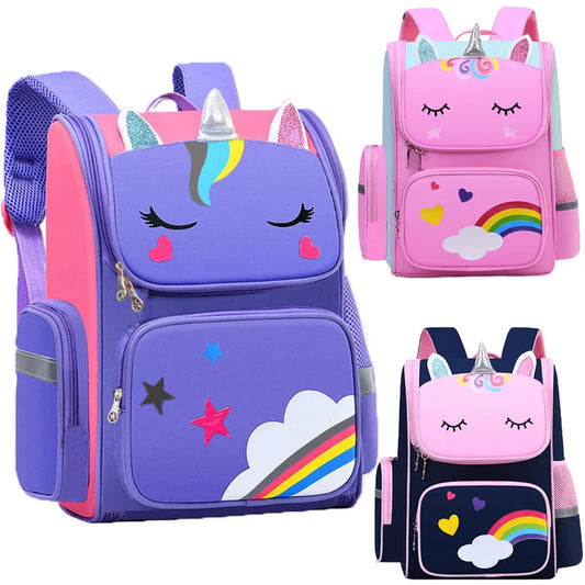 Unicorn Kids Backpack for Girls – Cartoon School Bag with Zip Closure for Travel & Everyday Use