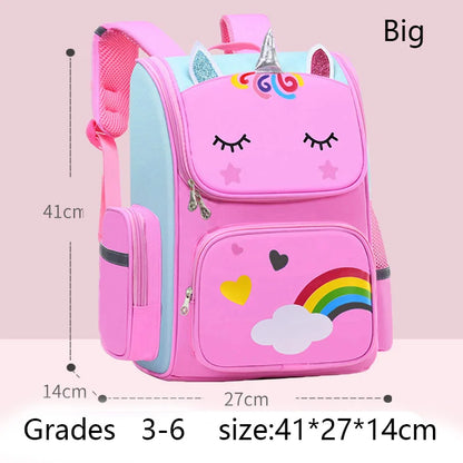 Unicorn Kids Backpack for Girls – Cartoon School Bag with Zip Closure for Travel & Everyday Use