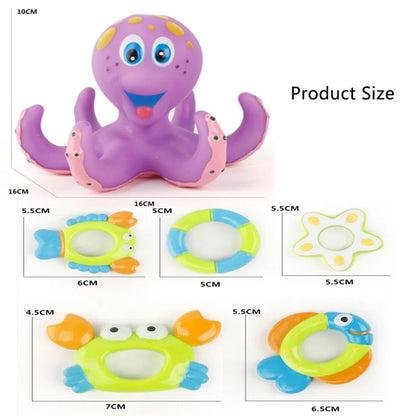 Octopus Ring Toss Bath Toy – Floating Water Game for Children Aged 3+