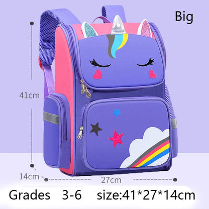 Unicorn Kids Backpack for Girls – Cartoon School Bag with Zip Closure for Travel & Everyday Use