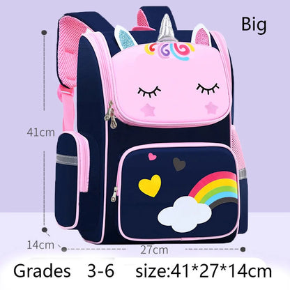 Unicorn Kids Backpack for Girls – Cartoon School Bag with Zip Closure for Travel & Everyday Use