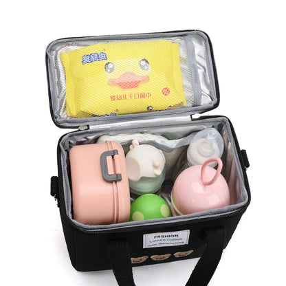 Cartoon Bear Insulated Baby Bottle Bag – Portable Thermal Bottle Holder for Pushchairs & Travel